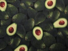 AVOCADOS GREEN REALISTIC SNACKS FOOD COTTON FABRIC BTHY
