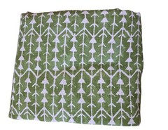 Carolina Irving 2 Yards Amazon Leaf Green Linen Hand-Painted Fabric Designer