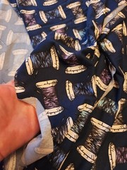 Knit Fabric Thread/Spool Print Navy Background Two Yards