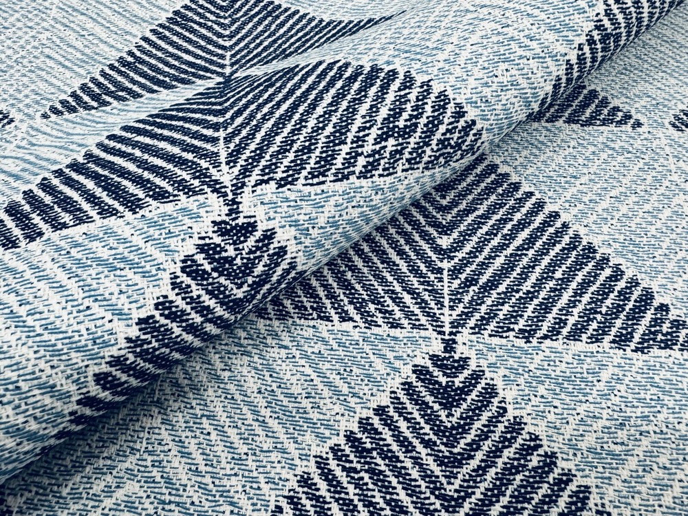 John Robshaw Performance Outdoor Geometric Triangle Fabric- Farzu Azure 5.65 yd