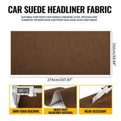 Headliner Fabric 108″ L x 60″ W Foam Backing for Car Truck RV SUV Boat Camel