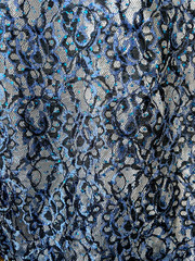 Blue Metallic with blue glitters Floral Lace Fabric By the Yard 60″ Wide