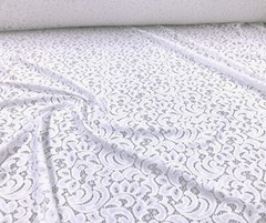 Embroidered Stretch Lace Apparel Fabric Sheer Ivory Damask PP33