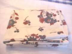 Fabric Floral 45″ wide 3-1/2 Plus Yards Dark Green and Cinnamon Flowers Remnant