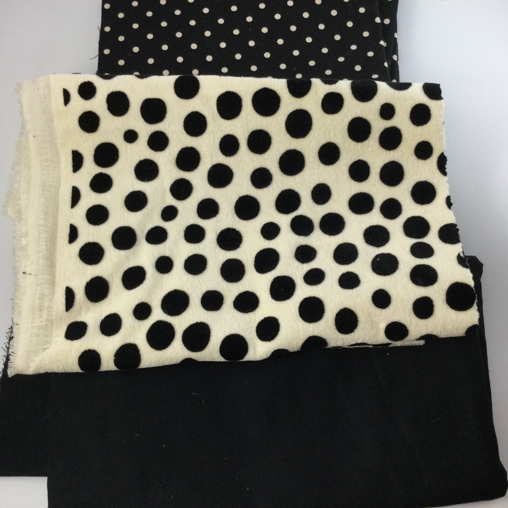 Cotton Velvet Linen Pillows Craft Bedding Polka Dots Black White 4.5Yd