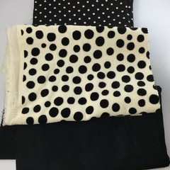 Cotton Velvet Linen Pillows Craft Bedding Polka Dots Black White 4.5Yd