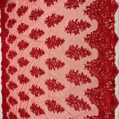 Bridal Sequin Lace Floral Embroidery Polyester Mesh 51 Inch Wide Fabric