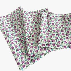 Vtg Calico Scrap Pack Floral Purple Aqua Lavender Lightweight Cotton Blend Quilt