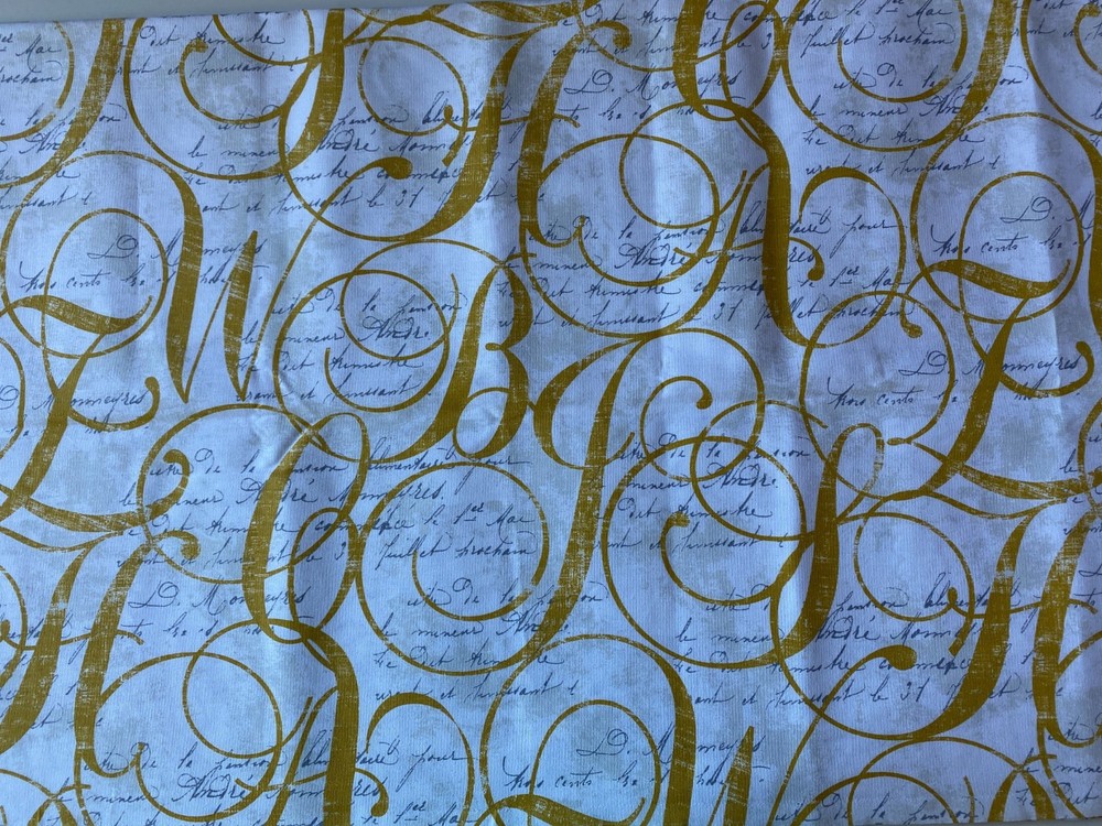 RICHLOOM FABRIC 2015~Large Fancy Cursive Letters~SWIRLS~Small Written~UPHOLSTERY