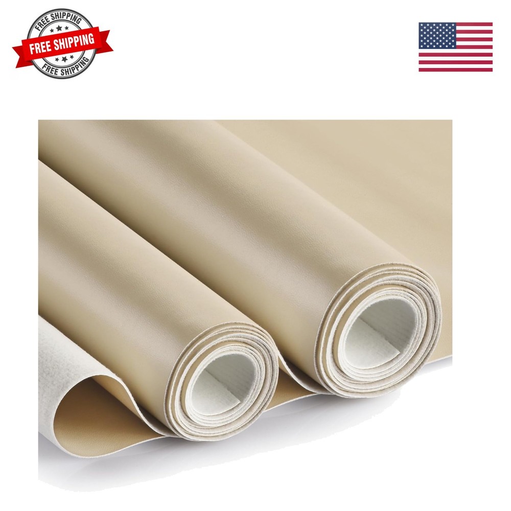PU Fabric Leather 2 Yards 58″ x 72″, 0.6 mm Thick Faux Synthetic Leather Mate…