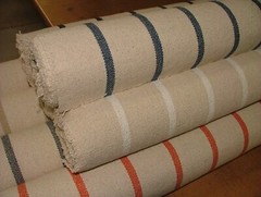 French Grain Sack Stripe Cotton Linen Look Curtain Upholstery Cushion Fabric