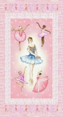 Prima Ballerina Dancers Ballet 24″ X 44″ Panel 2751P Pink Durable Cotton Fabric