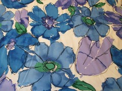 Vintage Hamil Cotton Blend Large Floral Blue Purple 1yd 33″ x 60