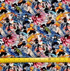 DEMON SLAYER ACTION COLLAGE ANIME 1 YARD FABRIC ( 36″ X 58″ ) BRAND NEW