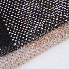 30 100CM AB Crystal Rhinestone Beaded Mesh Net Fabric Stretch Glitter DIY Shoes