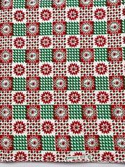 Vintage Wamsutta Red Green White Christmas Checkerboard Plaid Fabric 2+ yds