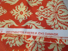 Joel Dewberry Aviary 2 Orange & Yellow Damask Cotton Fabric 2.1 Yards