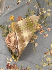 VTG Ralph Lauren Fabric Remnant Sewn On 20″x60″ Blue Floral 1990s Flannel Roses