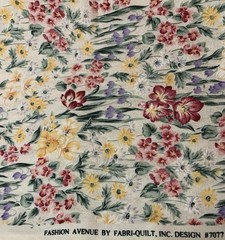 Vtg Floral Fabric By Fashion Ave For Fabri-Quilt Maroon Yellow Green Cream BTHY
