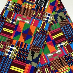 African fabric, Kente print multicolor tribal print fabric, dressmaking fabric