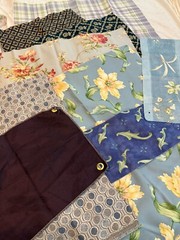 VTG Lot of 9 shades of blue + purple print designs fabrics remnants quality new