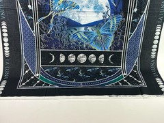 La Luna Moths Celestial Full Moon Phases Fabric Panel 36″ x 44″ Midnight Blue