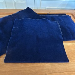 3 Pieces DESIGNER PLUSH MOHAIR BLUE VELVET WOOL MULTIUSE FABRIC
