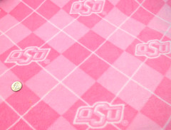 OSU Sports Pink White Fleece Fabric Football Basketball 2 2/3 Yards X 60″