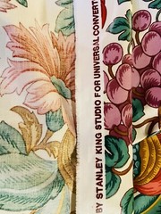 Teflon Polished Finish Fabric Floral Fruit Large Scale Stanley King Vintage B
