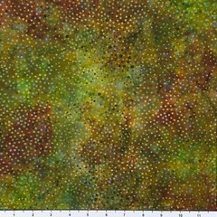 1 Yard Cut Lunn Double Dots Batik 100% Cotton 025 Mustard Green Yellow Red Black