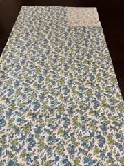 Vintage Weilwood Turquoise, Blue & Green on Cream Floral Cotton fabric 31″x44″