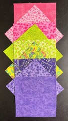 Pink, Lime, Purple 4 x 4 inch fabric squares, 100% cotton