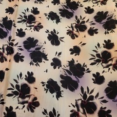 DESIGNER! Blurred Shadow Floral in Black on Pink/Mauve/Violet Ground Soft Sateen