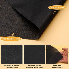 UzecPk Medium Weight Iron On Interfacing Fabric for Sewing: 12″ X 30yd, Black