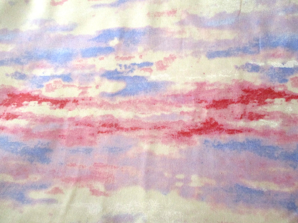 4-1/4 YDS “LIL’ ANGELS” BLUE PURPLE PINK CLOUDS/SKY 100% COTTON OOP
