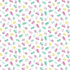 Michael Miller Fabrics~ Colorful Threads~White~ Sew Fun!~CX10709~ Sewing Spools