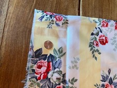 Floral Stripe Fabric 97” X 61” Yellow Cream Stripe Roses Flowers Defect Read