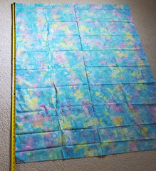 Pastel Blue Pink Yellow Watercolor Tie-Dye Fabric w/ Cats Craft Quilt 54 x 43in