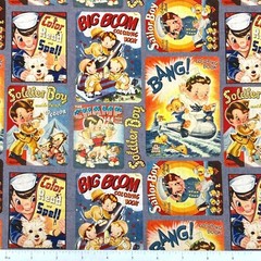 Vintage Retro Style Sailor Boy Cartoon Nursery Sewing Cotton Quilting Fabric