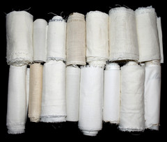 2 Lbs 2.2oz Linen & Cotton Fabric Remnant Strips ** White—Cream—Natural ** 3-5″w