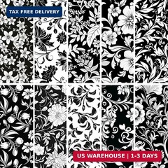 50pcs 10 x 10 inches Cotton Fabric Bundle-Black and White | Multicolor Cotton Fa