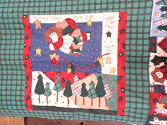 VTG Old Time Santa Squares Leslie Beck VIP Craft Fabric Panel Cotton 1 Pc 35×43