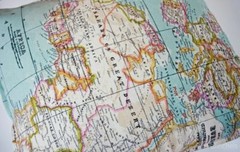 WORLD MAP 2 Globe Atlas Furnishing Fabric Cotton Material 55” wide SKY BLUE