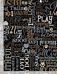 Animal Fabric | Dogs Rule Love My Dog Text Black | Timeless Treasures YARD