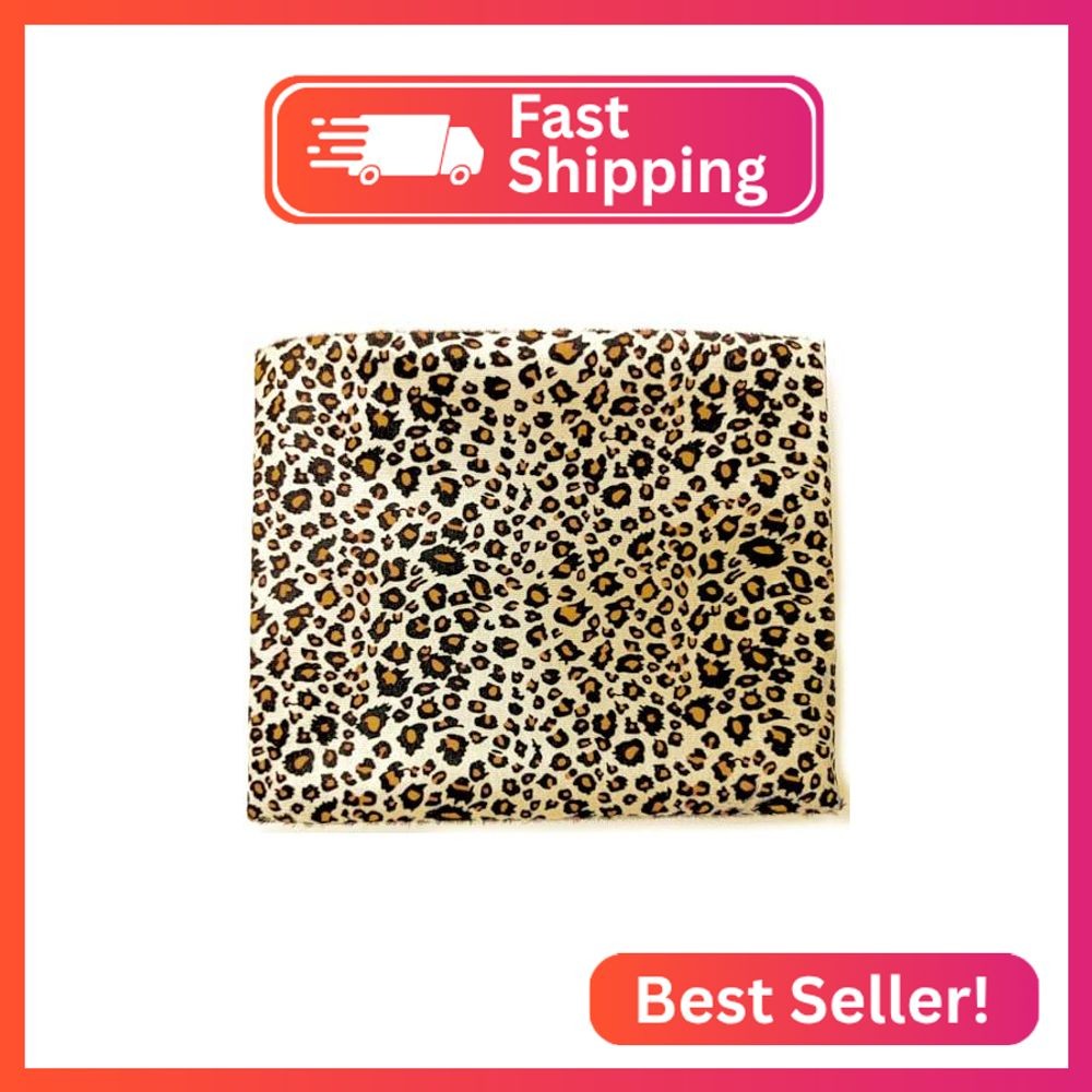 Short Pile Velour Flannel Fabric by The Yard 58″ Width Entelare(Leopard, 1Yard)