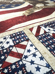 Patriotic Stars & Stripes Eagle Cotton Fabric Panel Quilts of Valor 42″x23″ #69