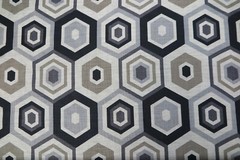 GROUNDWORKS AT LEE JOFA CURTAIN FABRIC Hexagon Tile 10.5 METRE BEIGE/GREY/BLACK