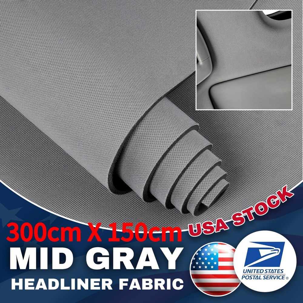 3MM 118″x60″ Flat Knit Headliner Fabric with Foam Backing for Car Roof Lining