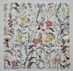 Fabric Cotton Pic A-Wildflowers Pink Yellow Red 12 1/8″ L x 11 7/8″ W Quilt Sew