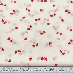 Vintage Cranston Flocked Strawberries White Cotton Blend Fabric by the HALF YARD